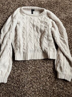 moon & madison Cream Cable Crewneck Sweater